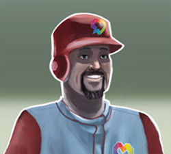 baseball player with batting helmet